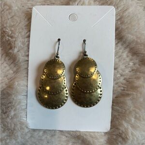Fossil Gold Tiered Earrings